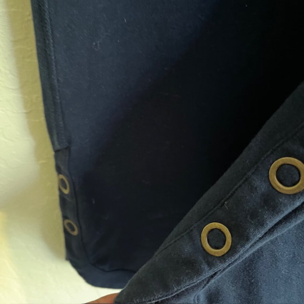 CAbi zippered hoodie/pants, Navy, Sz M, capri/ankle length pants, brass snaps - Picture 6 of 14